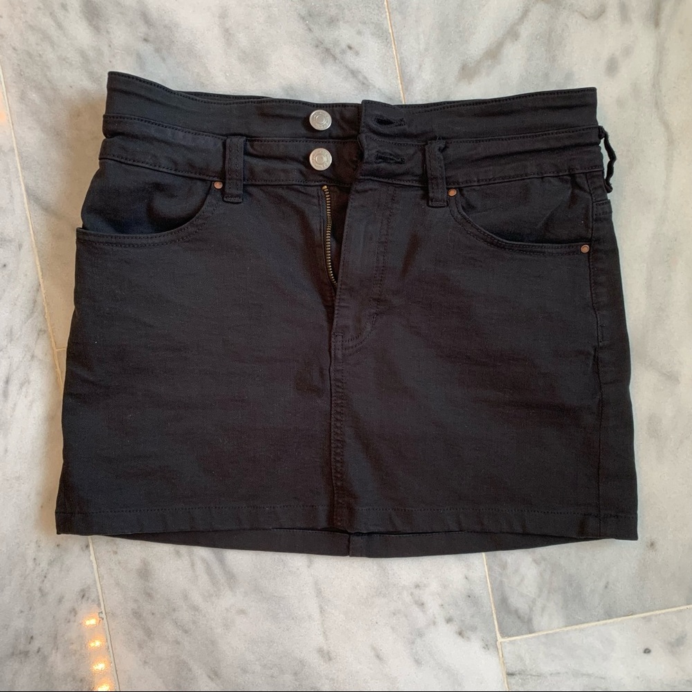 PACSUN Black Denim Miniskirt